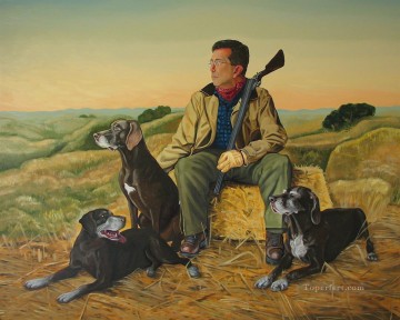 Dog Painting - mike schultz morning hunt puppy